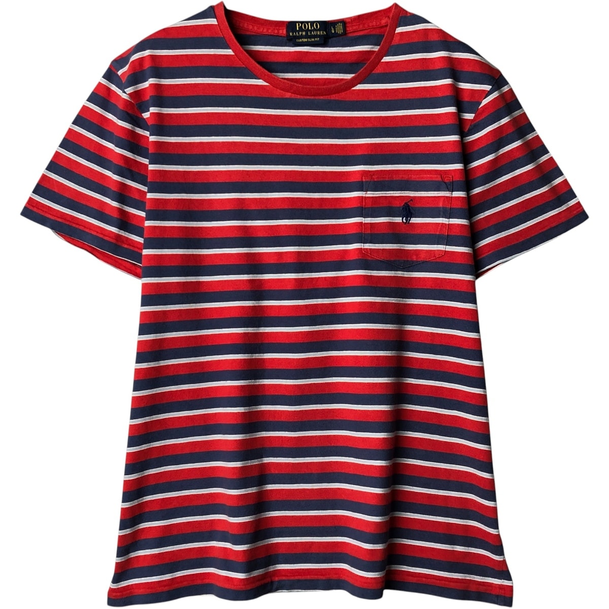 古着 ラルフローレン Ralph Lauren POLO RALPH LAUREN CUSTOM SLIM FIT マルチボーダー 半袖 ボーダーTシャツ メンズL相当/eaa589458