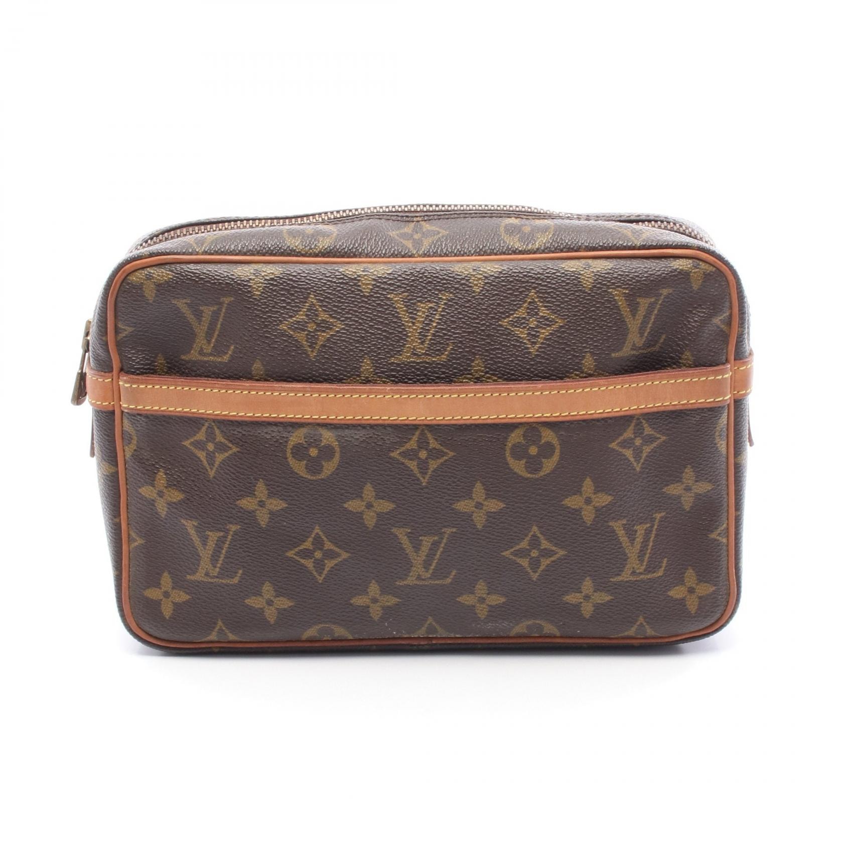 ルイ・ヴィトン LOUIS VUITTON コンピエーニュ23 セカンドバッグ クラッチバッグ バッグ PVCコーティングキャンバス レザー モノグラム メンズ レディース ブラウン系 M51847 【中古】