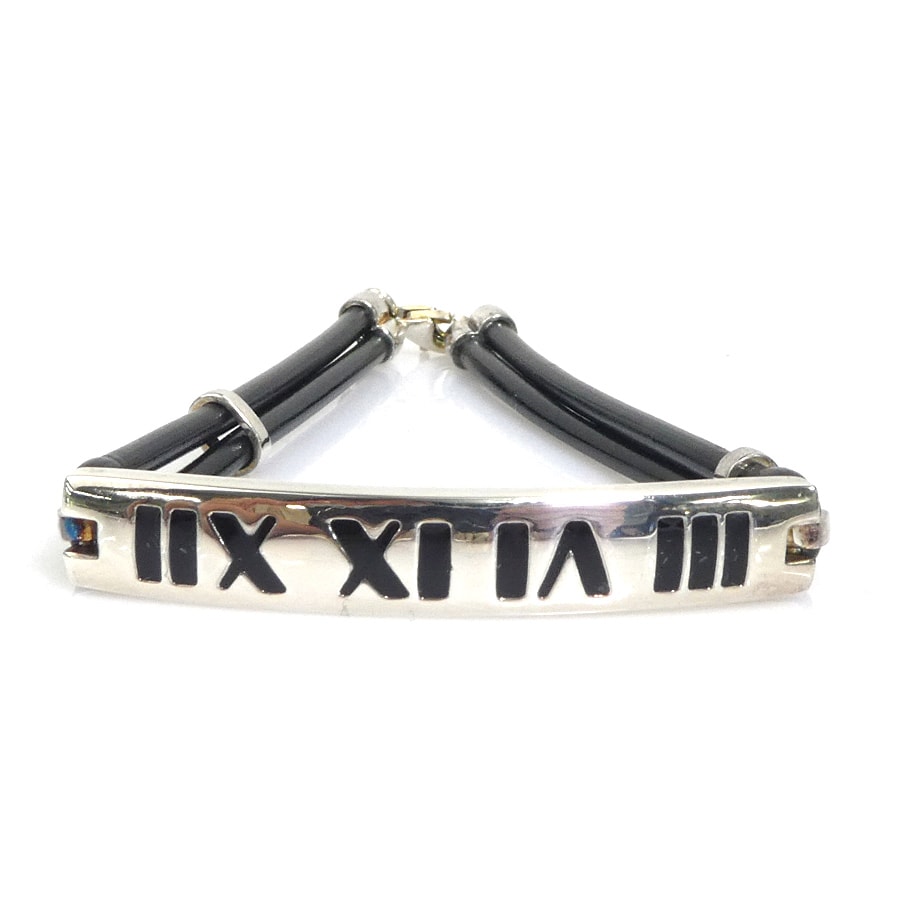 ティファニー TIFFANY&Co. ブレスレット アトラス IDプレート シルバー925/ラバー シルバー×ブラック ユニセックス【中古】 56373a