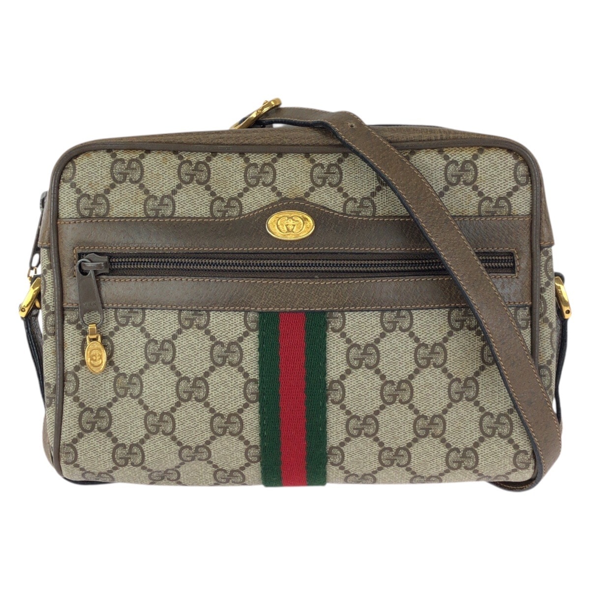 GUCCI グッチ ヴィンテージ オールドグッチ シェリーライン ベージュ ブラウン ゴールド金具 GGスプリームキャンバス ショルダーバッグ 603374 【中古】