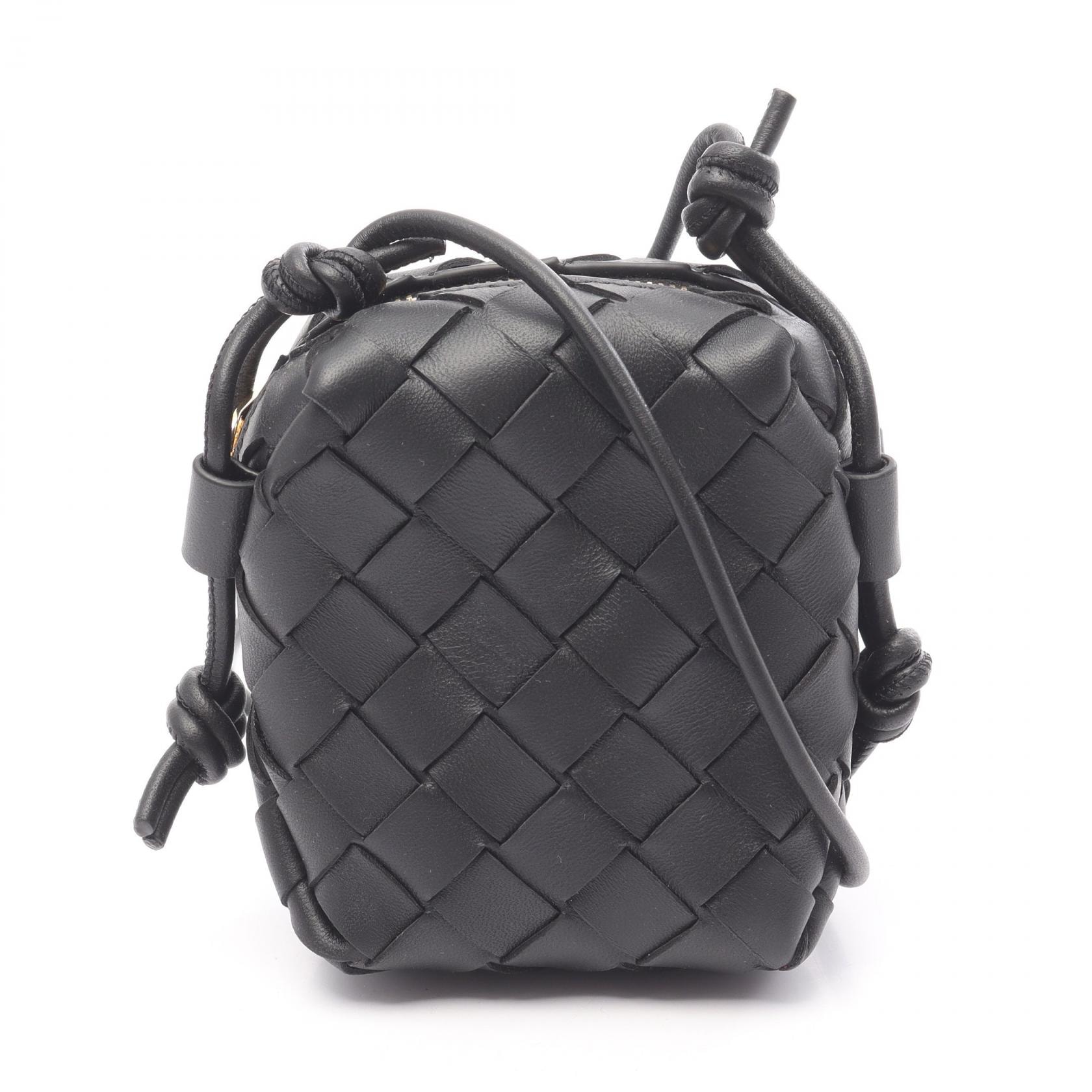 ボッテガヴェネタ BOTTEGA VENETA イントレチャート マイクロ ショルダーバッグ バッグ レザー レディース ブラック系 805806V4W518425 【中古】