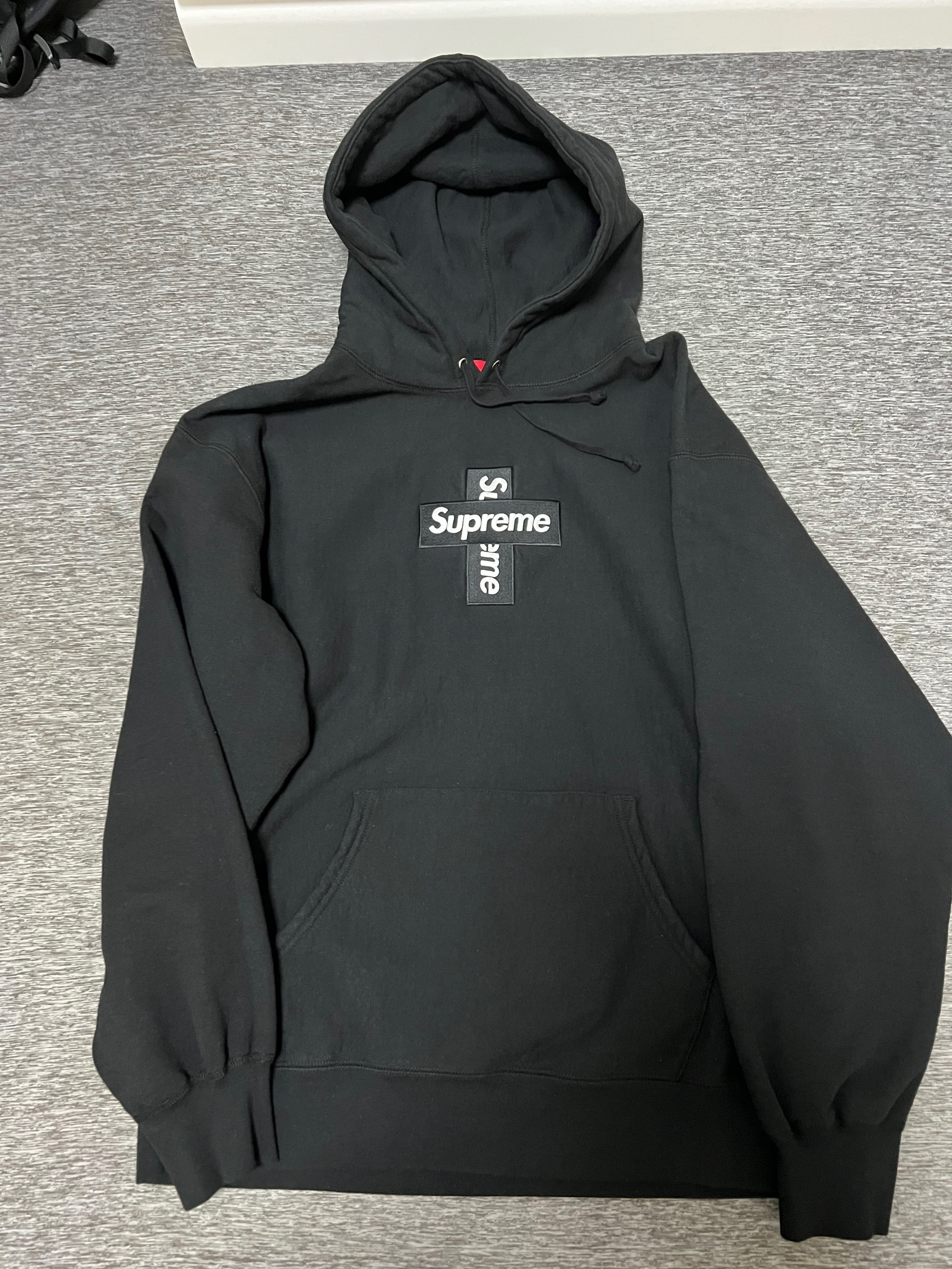 Supreme Cross Box Logo Hooded Sweatshirt "Black"
