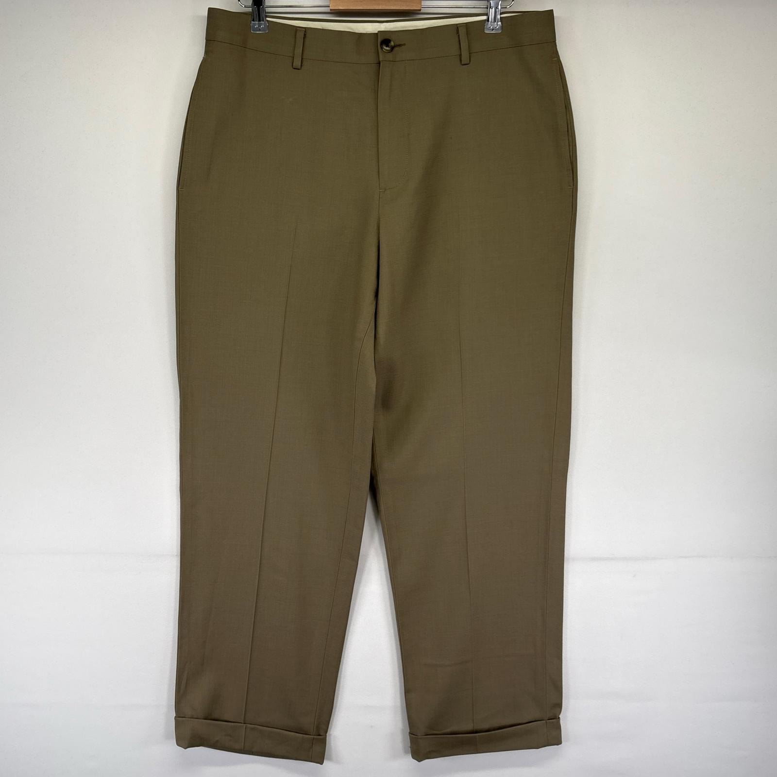 古着 エルエルビーン L.L.Bean パンツ スラックス ストレート センタープレス ウール W35 ブラウン系 メンズ