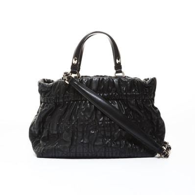 ディオール Dior レザー ギャザー 2way トートバッグ【中古】