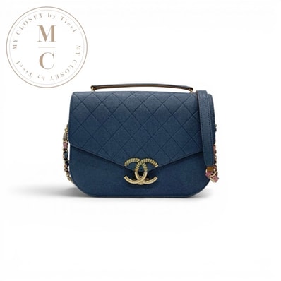 シャネル CHANEL バッグ ショルダーバッグ ブルー マルチカラー ハーフココ ココマーク マトラッセ チェーン