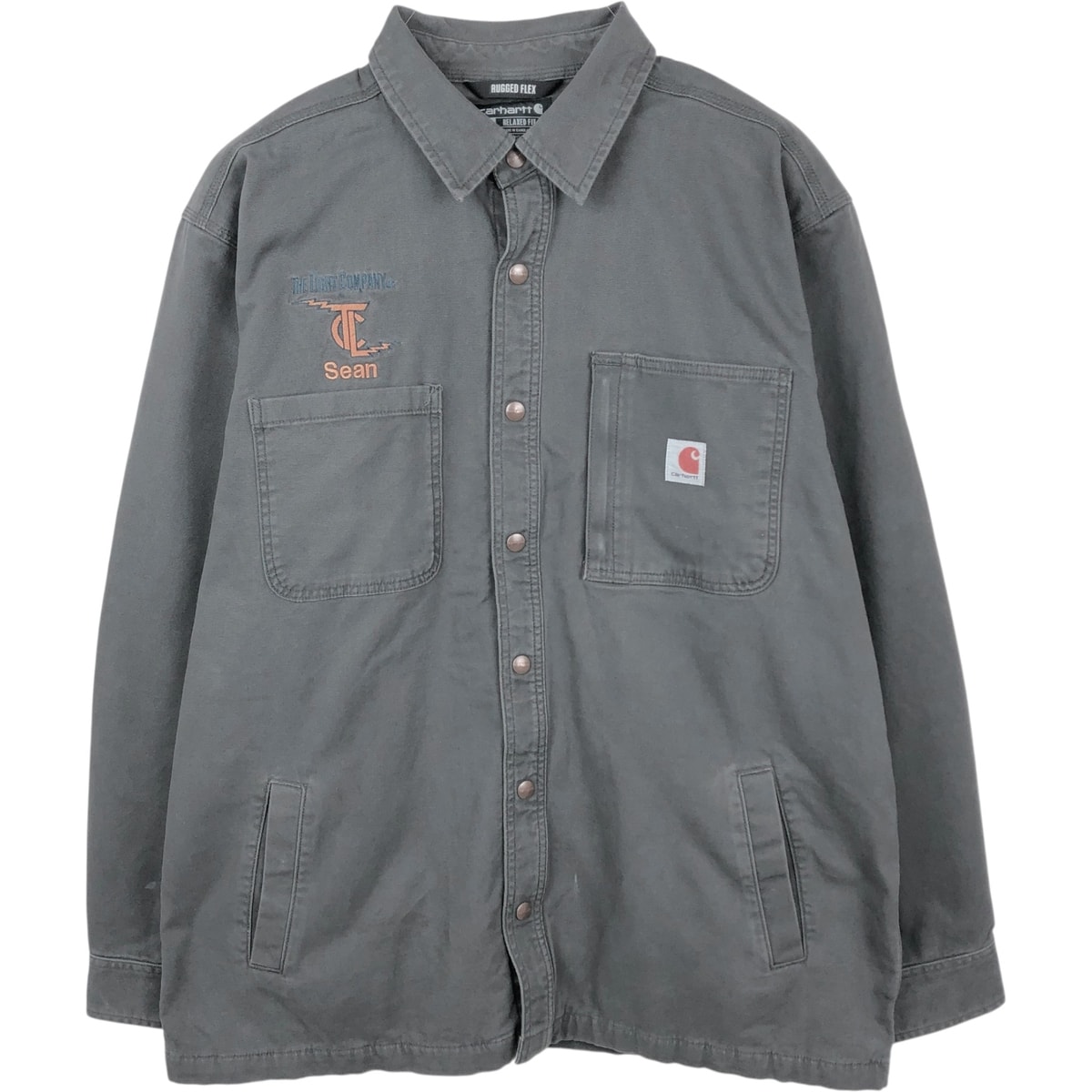 古着 カーハート Carhartt RUGGED FLEX THE LIGHT COMPANY アドバタイジング 長袖 ダックワークシャツ メンズXL相当/eaa673750