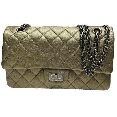 シャネル CHANEL 2.55金具 キルティング マトラッセ25 マトラッセ 25 マトラッセ 肩掛けバック Wチェーン ショルダーバック カバン バック 斜め掛けバック ショルダーバッグ カーフスキン ブロンズゴールド ゴールド 新品同様