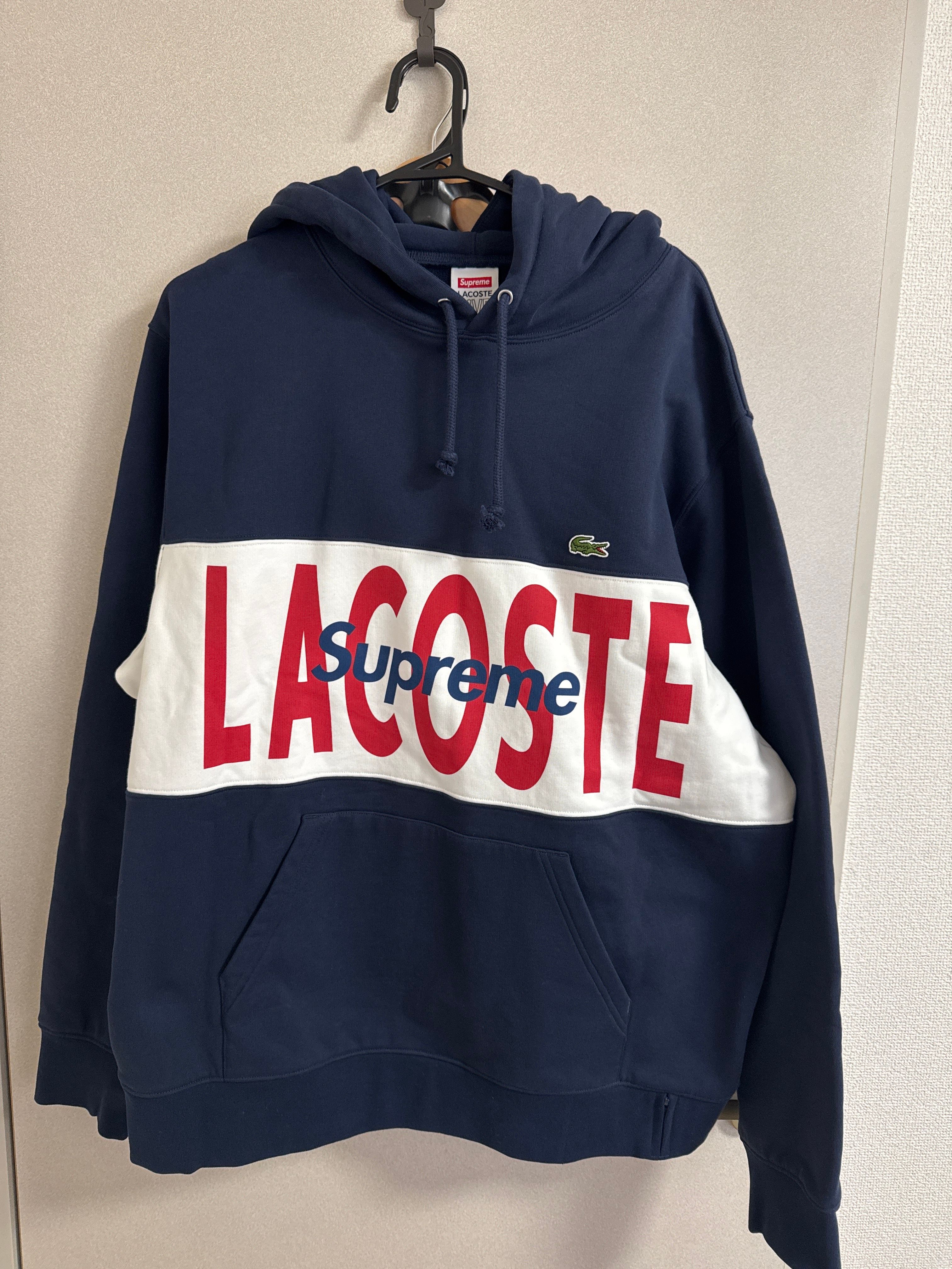 Supreme / Lacoste Logo Panel Hooded Sweatshirt "Navy"