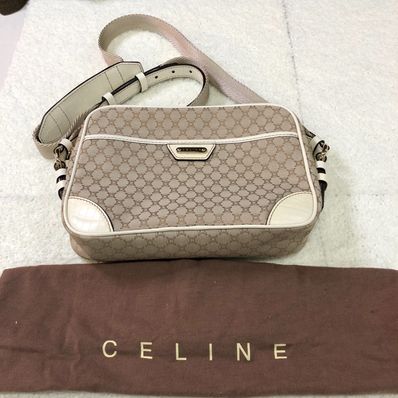 セリーヌ マカダム キャンバス×レザー ショルダーバッグ