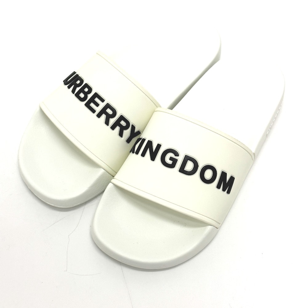 バーバリー BURBERRY ロゴ KINGDOM バイカラー ビーチサンダル 靴 シャワーサンダル プールサンダル サンダル ラバー ホワイト 未使用