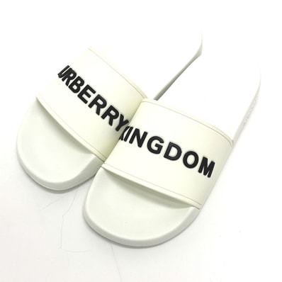 バーバリー BURBERRY ロゴ KINGDOM バイカラー ビーチサンダル 靴 シャワーサンダル プールサンダル サンダル ラバー ホワイト 未使用