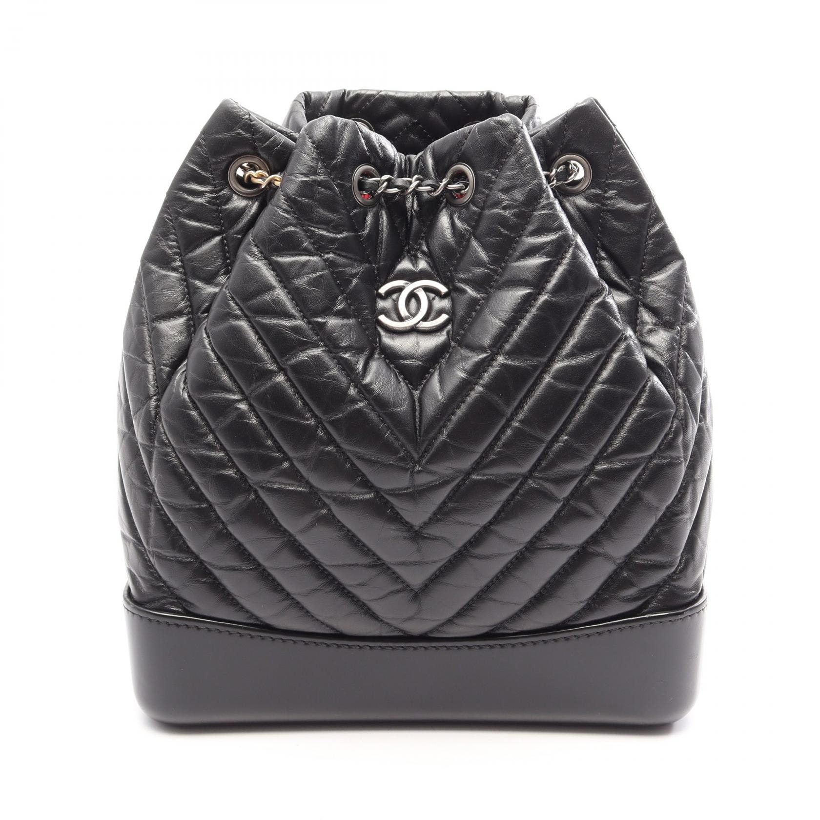 シャネル CHANEL ガブリエル ドゥ コンビ金具 リュックサック バックパック バッグ レザー レディース ブラック系 【中古】