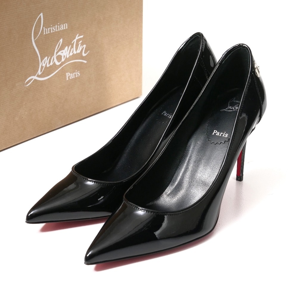 ■美品■Christian Louboutin クリスチャンルブタン Sporty Kate 85 パンプス サイズ36 エナメル CLロゴ ハイヒール ポインテッドトゥ ブランド古着【中古】20260213/RA7773