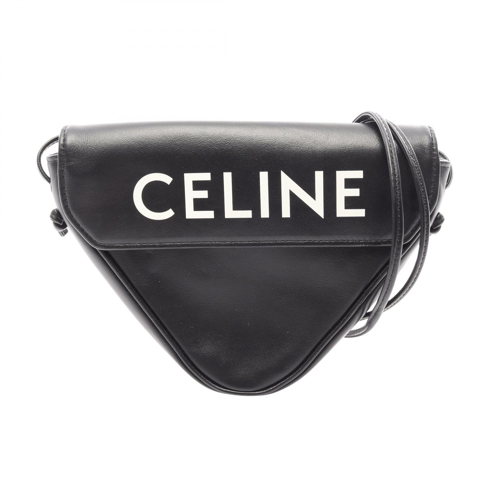 セリーヌ CELINE トライアングル ショルダーバッグ バッグ レザー レディース ブラック系 【中古】