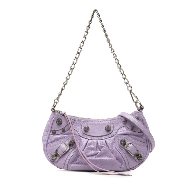 バレンシアガ ルカゴール ミニ チェーン ハンドバッグ ショルダーバッグ 2WAY 695814 パープル レザー レディース BALENCIAGA 【中古】