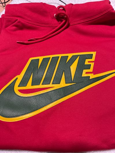 Supreme / Nike® Leather Appliqué Hooded Sweatshirt "Red"