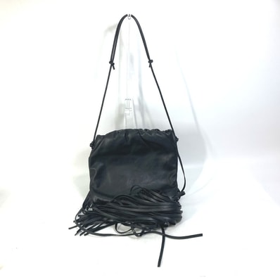 ボッテガヴェネタ BOTTEGA VENETA ザ フリンジ ポーチ 630363 肩掛け カバン ショルダーバッグ レザー ブラック 新品同様