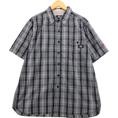 古着 ディッキーズ Dickies チェック柄 半袖 ワークシャツ メンズXL相当/eaa578754