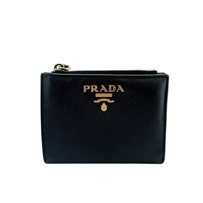 プラダ PRADA 二つ折り財布 サフィアーノ コンパクトウォレット 1ML050 ブラック