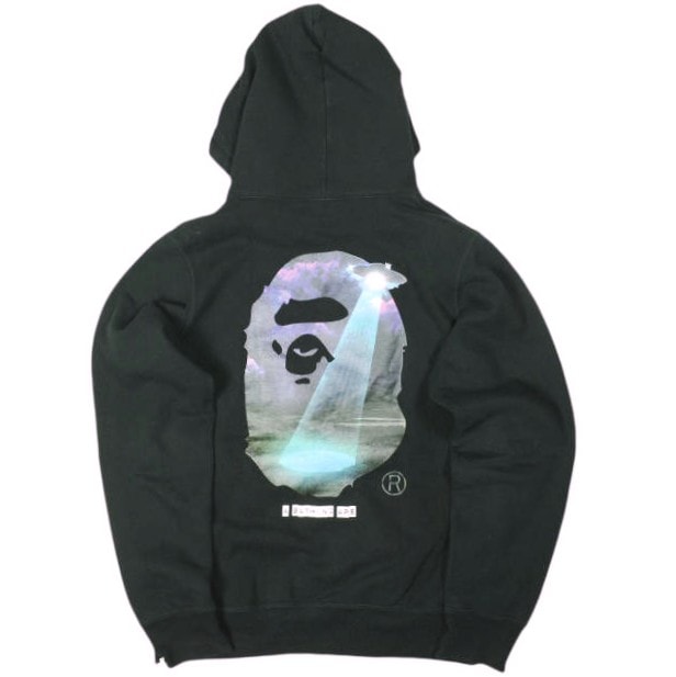 A BATHING APE ア ベイシング エイプ 21SS 日本製 BAPE GALAXY UFO PULLOVER HOODIE 裏起毛 スウェットプルオーバーパーカー 001PPH301012X M BLACK 大猿 宇宙 トップス g26969