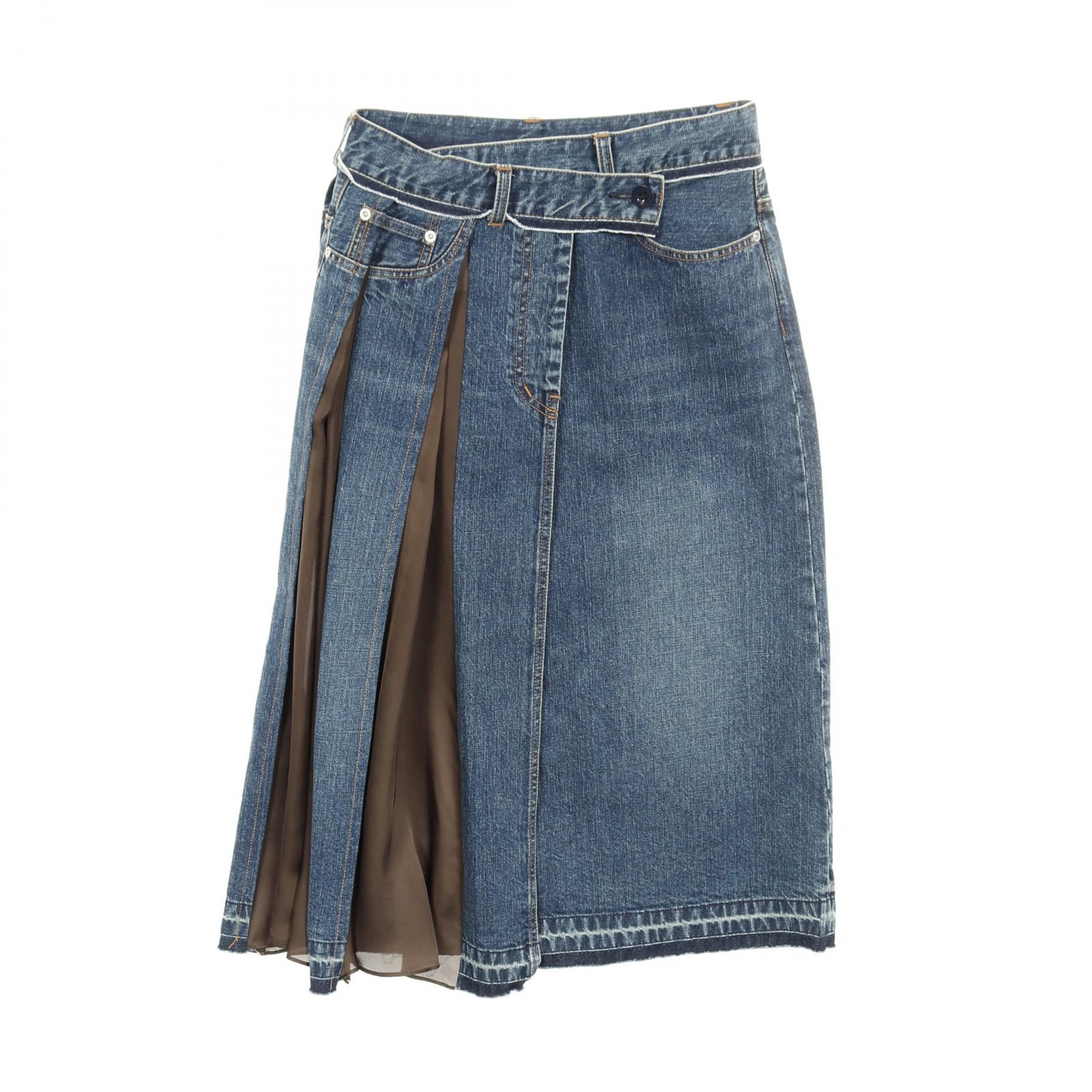 サカイ Sacai デニム スカート 衣料品 ボトムス コットンポリエステル レディース ネイビー系 / カーキ系 【中古】