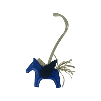 美品 HERMES エルメス ロデオ ペガサスPM ブルーフランス ノワール クレ アニョーミロ スイフト/ キーホルダー バッグチャーム U刻印 506297 【中古】