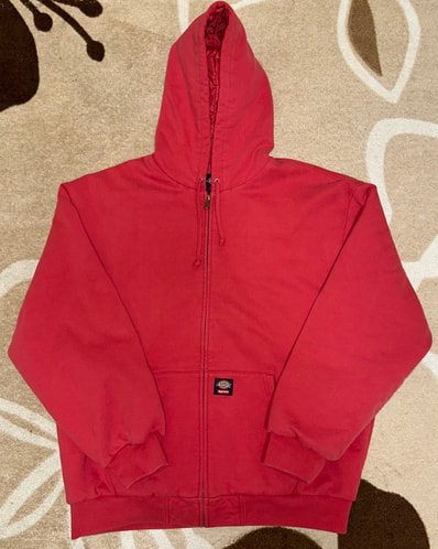 Supreme x Dickies Quilted Lined Zip Up Hooded Sweatshirt "Burnt Red"
