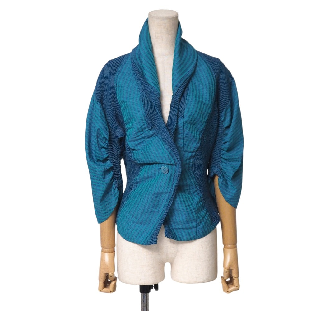 ISSEY MIYAKE イッセイミヤケ ジャケット サイズ2 変形スチームジャケット プリーツ 柄 ストライプ ブランド古着【中古】20250703/RA5336