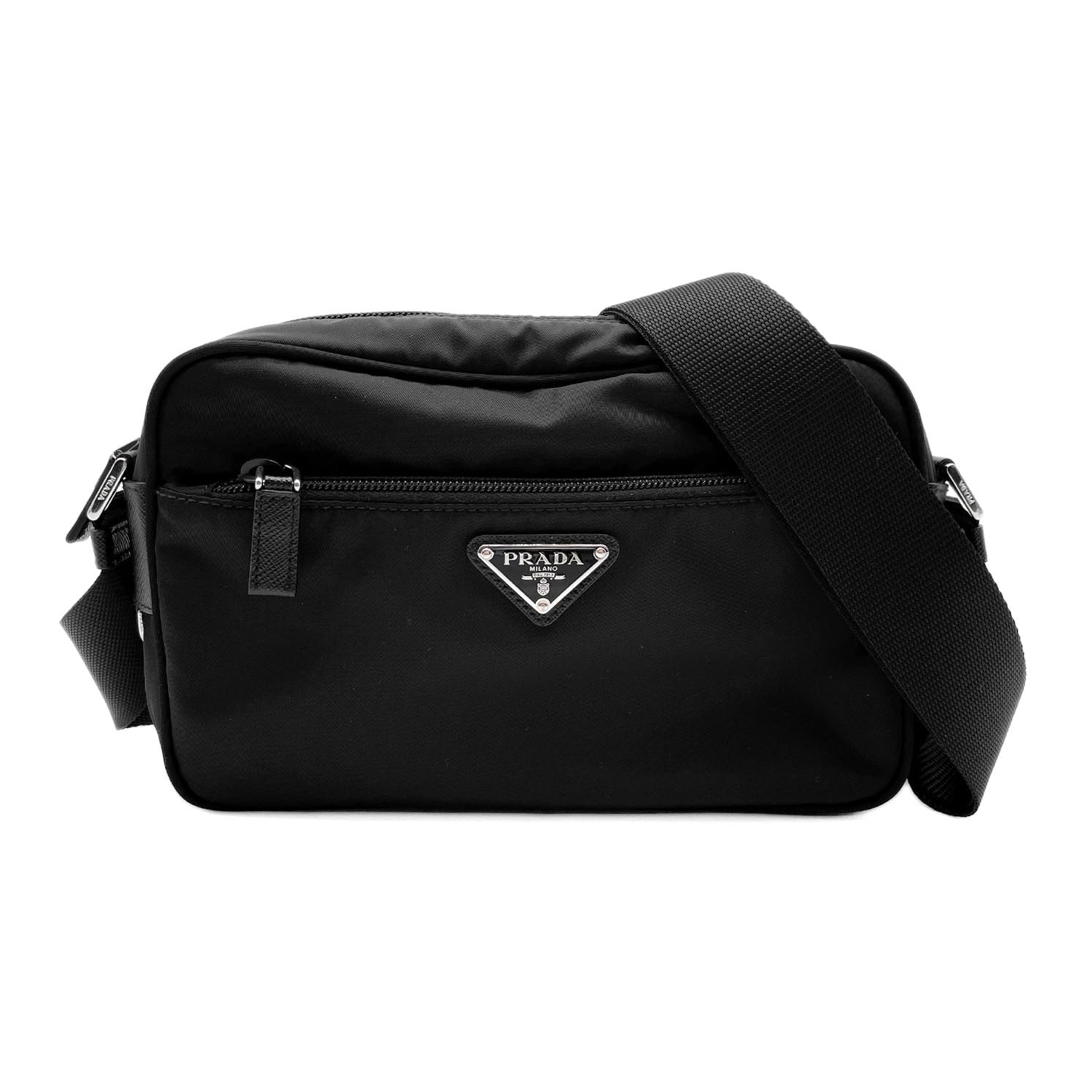 PRADA プラダ リナイロン ショルダーバッグ
 ナイロン メタル ブラック レディース
 【中古】