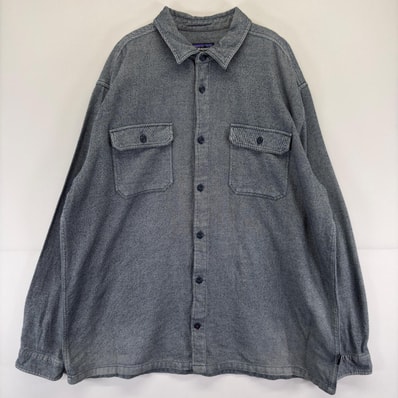 古着 パタゴニア patagonia 長袖シャツ フラップポケット 胸ポケット ネルシャツ 大きいサイズ ワンポイント 2XL グレー系 メンズ