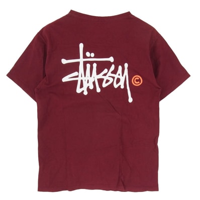 STUSSY ステューシー Tシャツ ストック ロゴ プリント 半袖 Tシャツ カットソー エンジ系 M【中古】