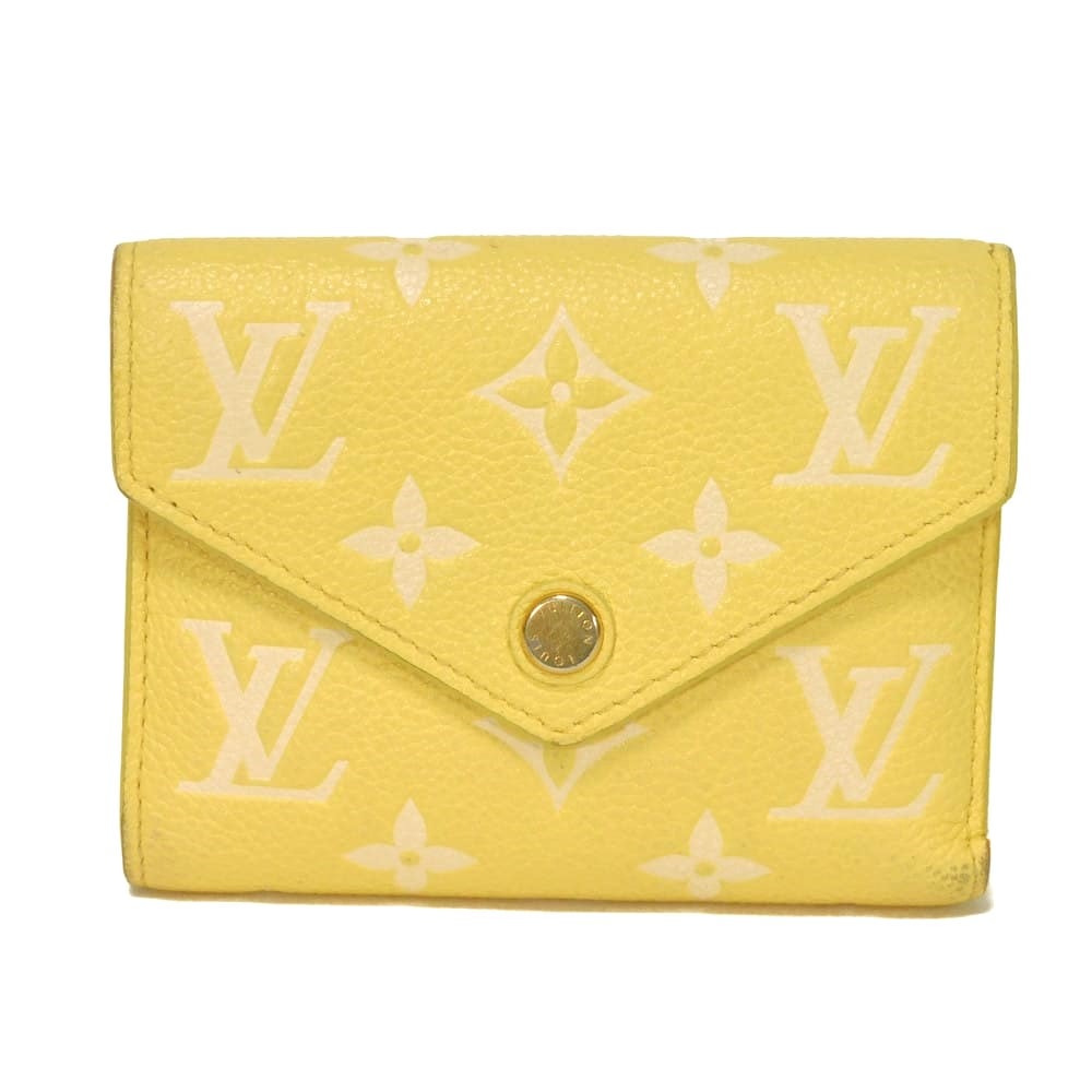 LOUIS VUITTON ルイ・ヴィトン ポルトフォイユ ヴィクトリーヌ イエロー RFID ICチップ スナップボタン 札入れ カードケース コインケース モノグラム アンプラント ジョーヌ 三つ折り財布 M81428