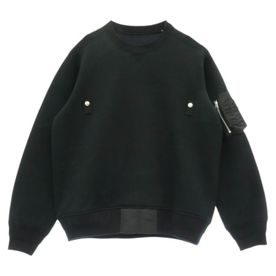 Sacai サカイ 25AW 25-03789M Sponge Sweat Pullover ジッパーポケット プルオーバー スポンジ スウェット ブラック系 2【中古】