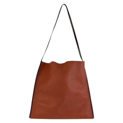 JIL SANDER ジルサンダー ブラウン レザー ショルダーバッグ トートバッグ 603966 【中古】