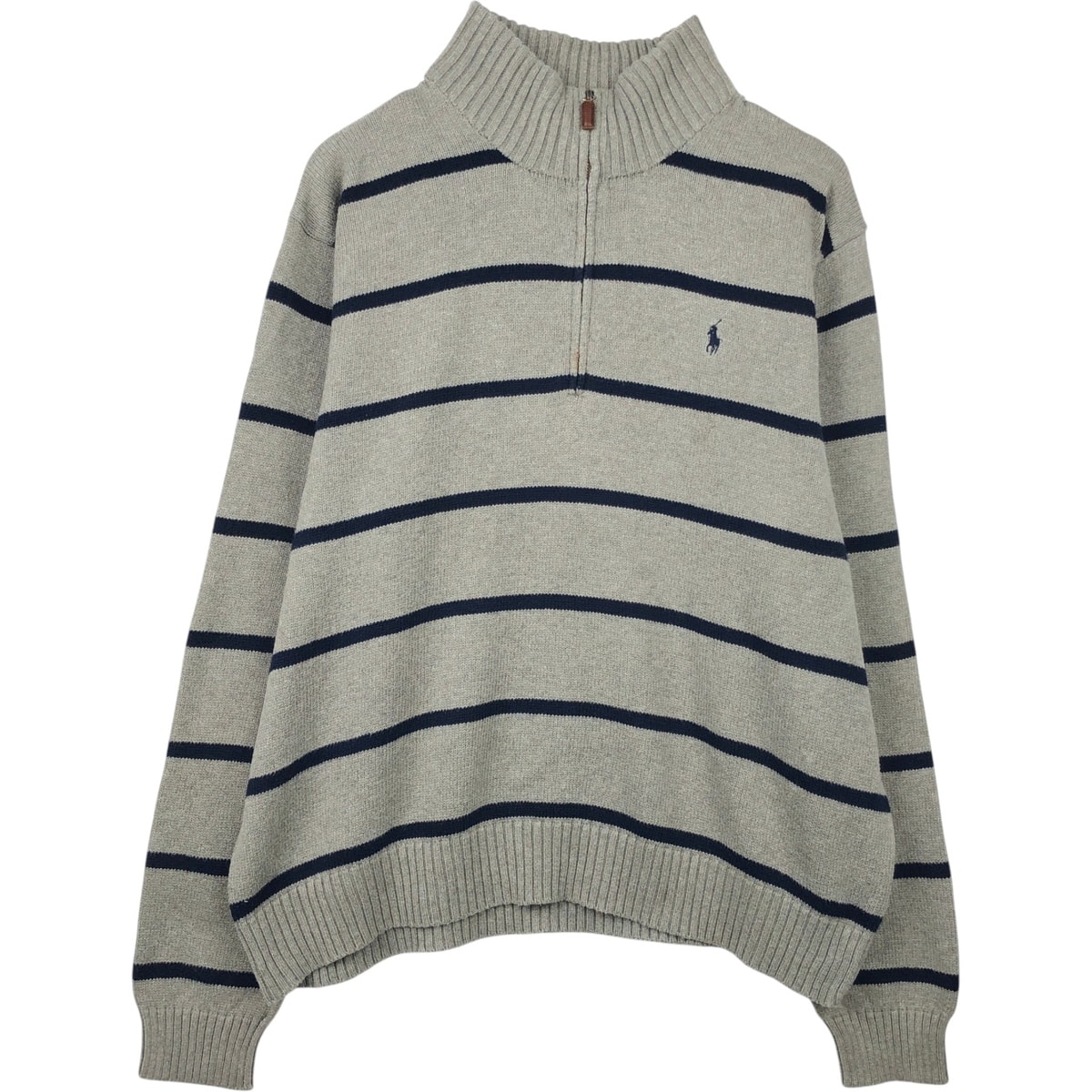 古着 ラルフローレン Ralph Lauren POLO by Ralph Lauren ボーダー柄 コットンニットハーフジップセーター メンズXXL相当/eaa651557