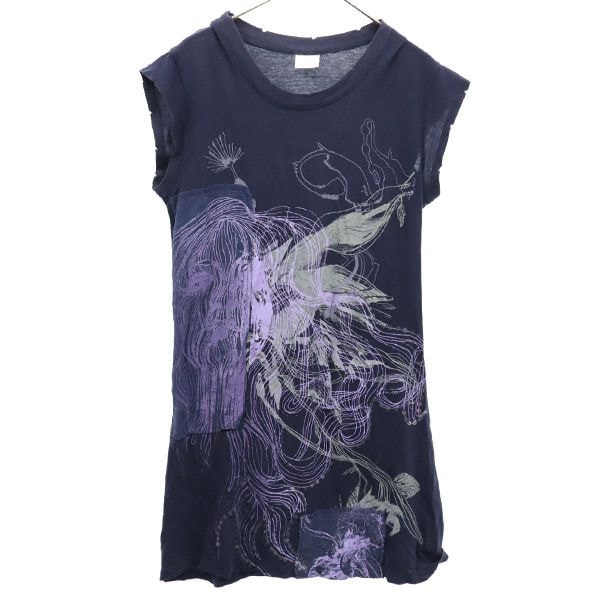 DIESEL ディーゼル プリント 半袖 フレンチスリーブ Tシャツ M グレー チュニック