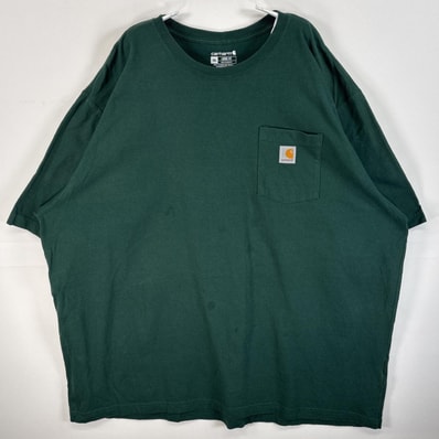古着 カーハート Carhartt 半袖Tシャツ ワンポイント ロゴ 大きいサイズ クルーネック 3XL グリーン 無地 メンズ