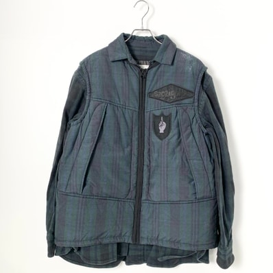 sacai x Gonz Multi Patch Plaid Shirt "Black"
