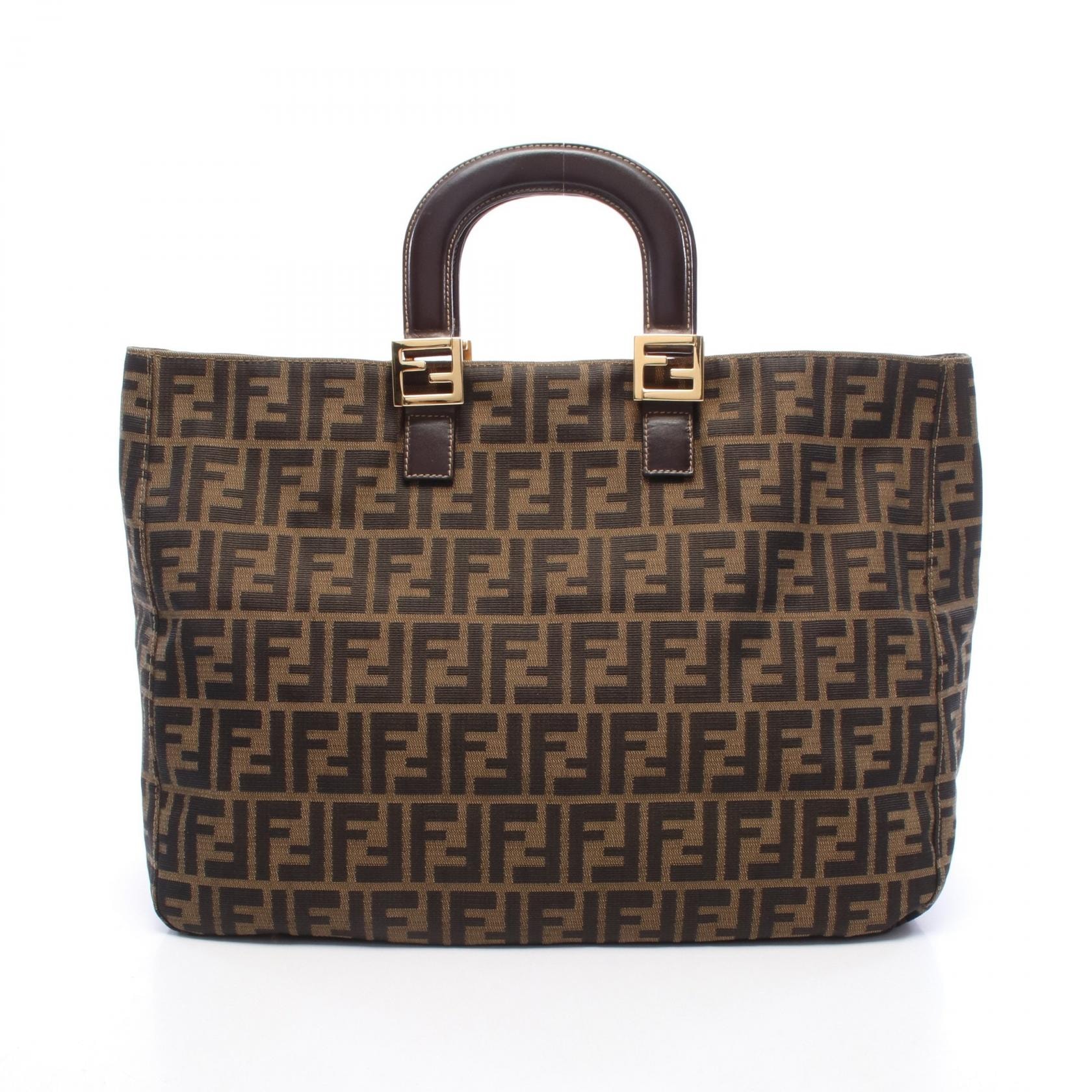 フェンディ FENDI ズッカ トートバッグ バッグ キャンバス レザー レディース ブラウン系 26329 【中古】