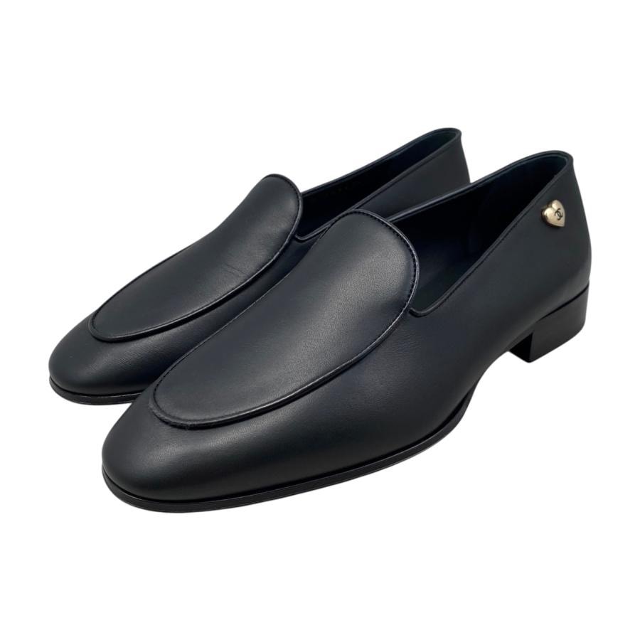 シャネル ローファー ココマーク ハート モカシン G45626 B16465 94305 37サイズ カーフスキン ブラック CHANEL