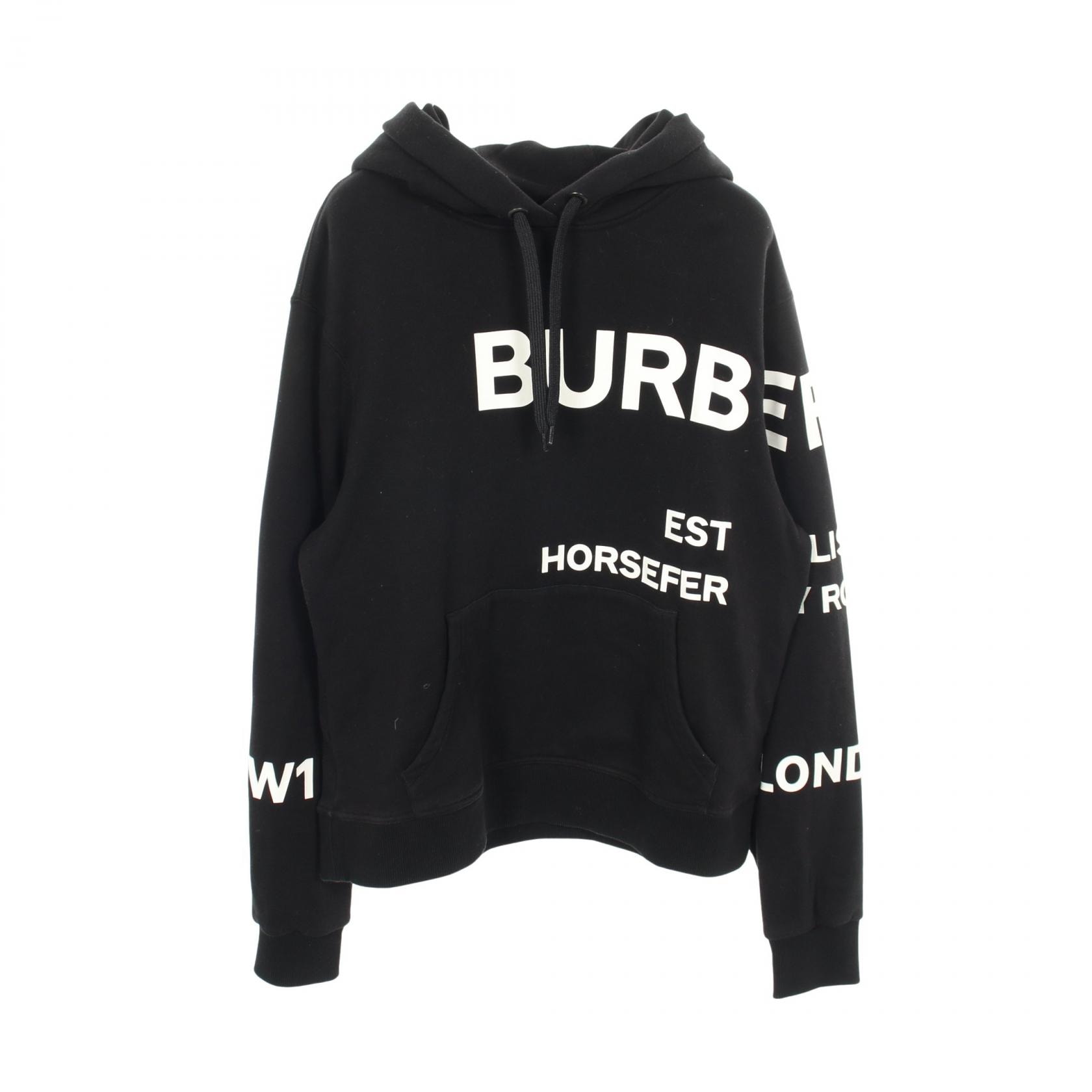 バーバリー BURBERRY ホースフェリー パーカー 衣料品 トップス コットン レディース ブラック系 / ホワイト系 【中古】