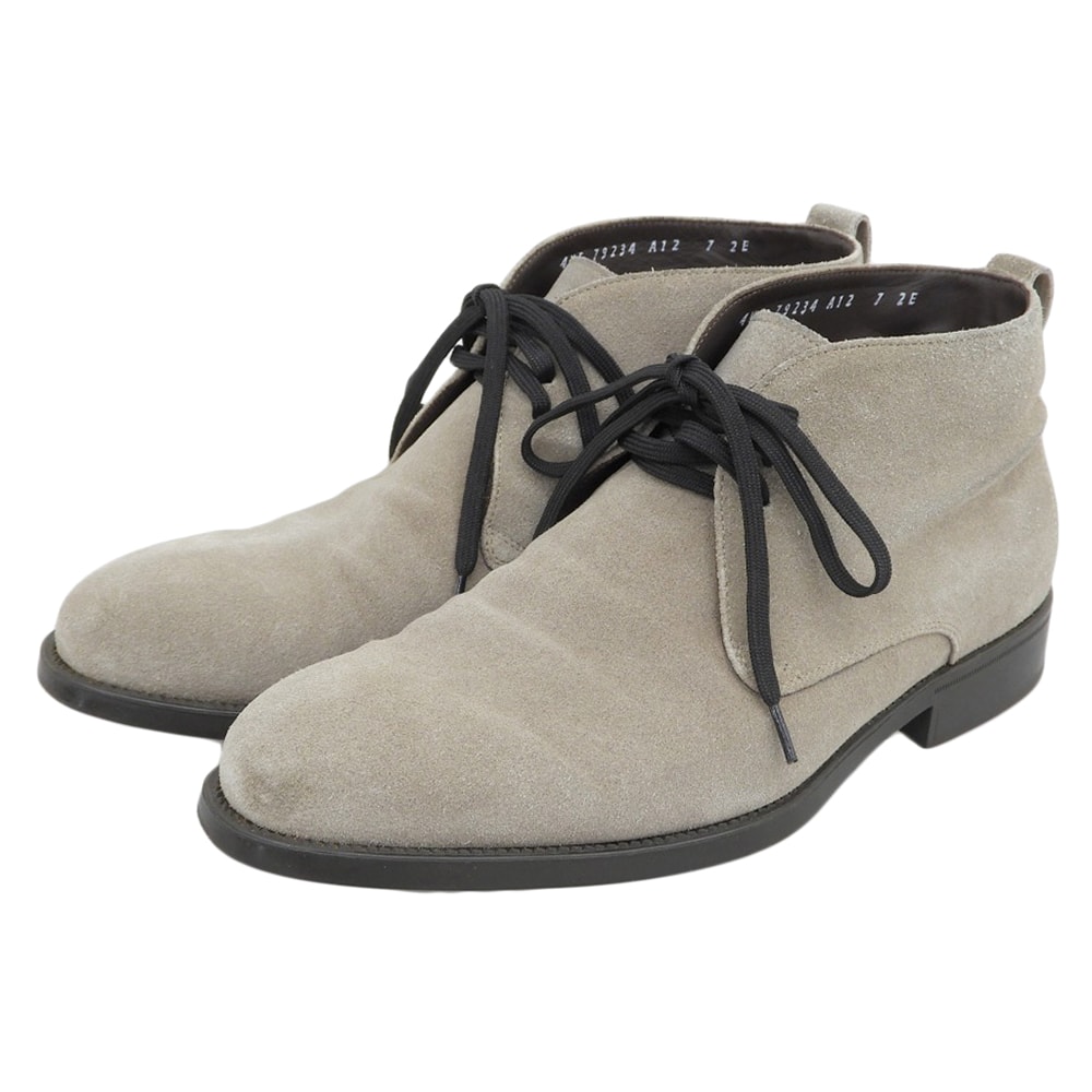 サルヴァトーレフェラガモ スエード チャッカブーツ メンズ グレー 7 2E 7 2E