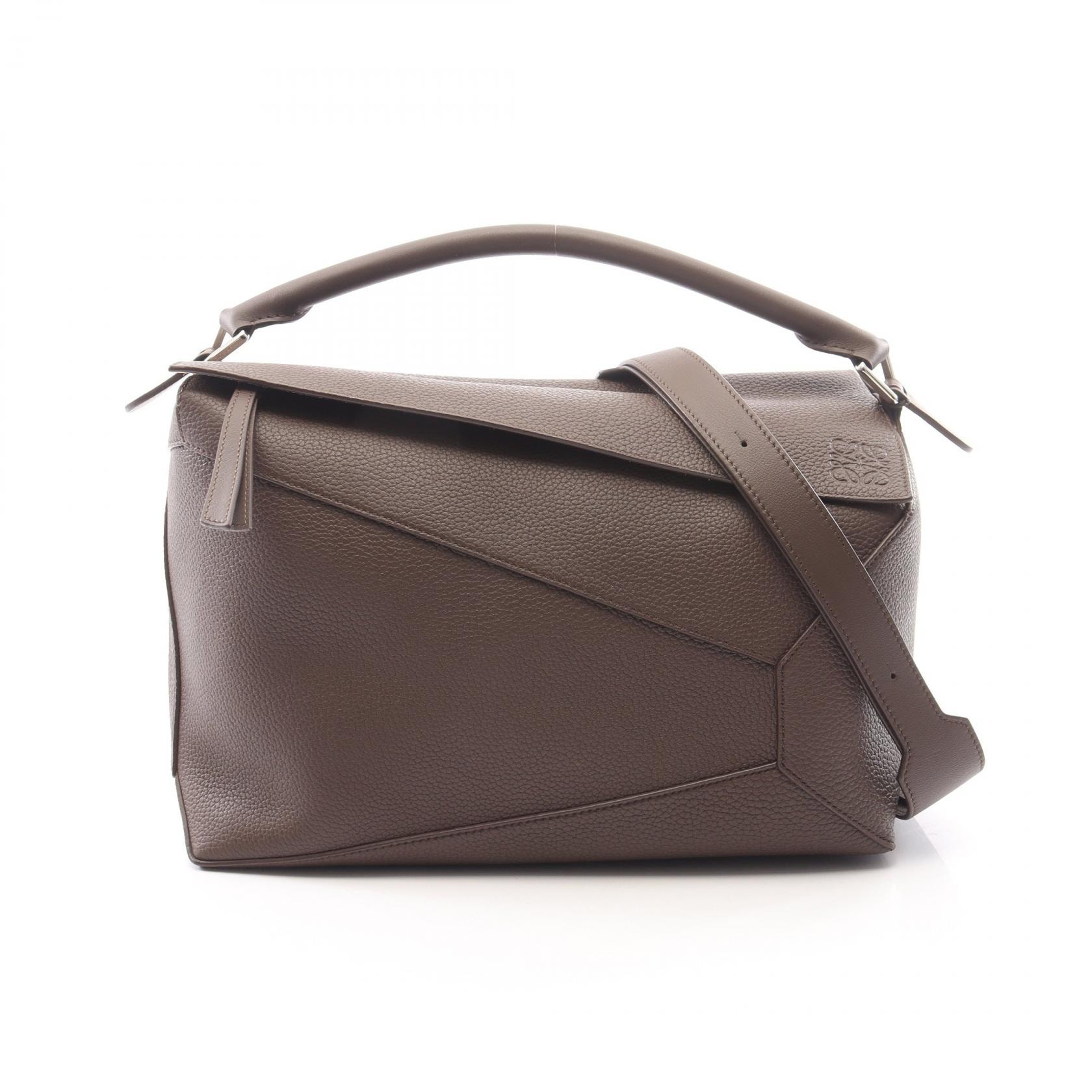 ロエベ LOEWE パズルエッジ ラージ 2WAY ハンドバッグ バッグ レザー レディース ブラウン系 【中古】