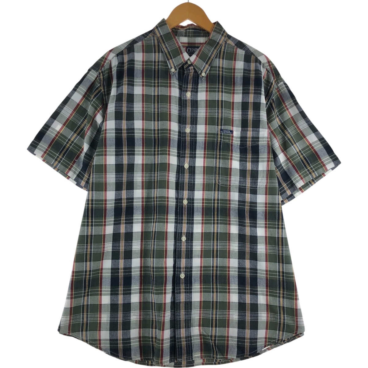 古着 ラルフローレン Ralph Lauren CHAPS チャップス 半袖 ボタンダウン チェックシャツ メンズXL相当/eaa560457