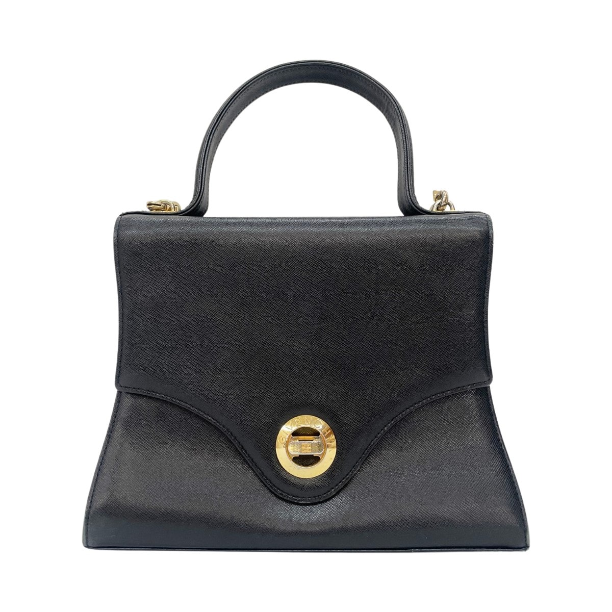 GIVENCHY ジバンシー 2WAYハンドバッグ SACS A MAIN サークルロゴ ストラップ付 オールド・ジバンシィ ブラック