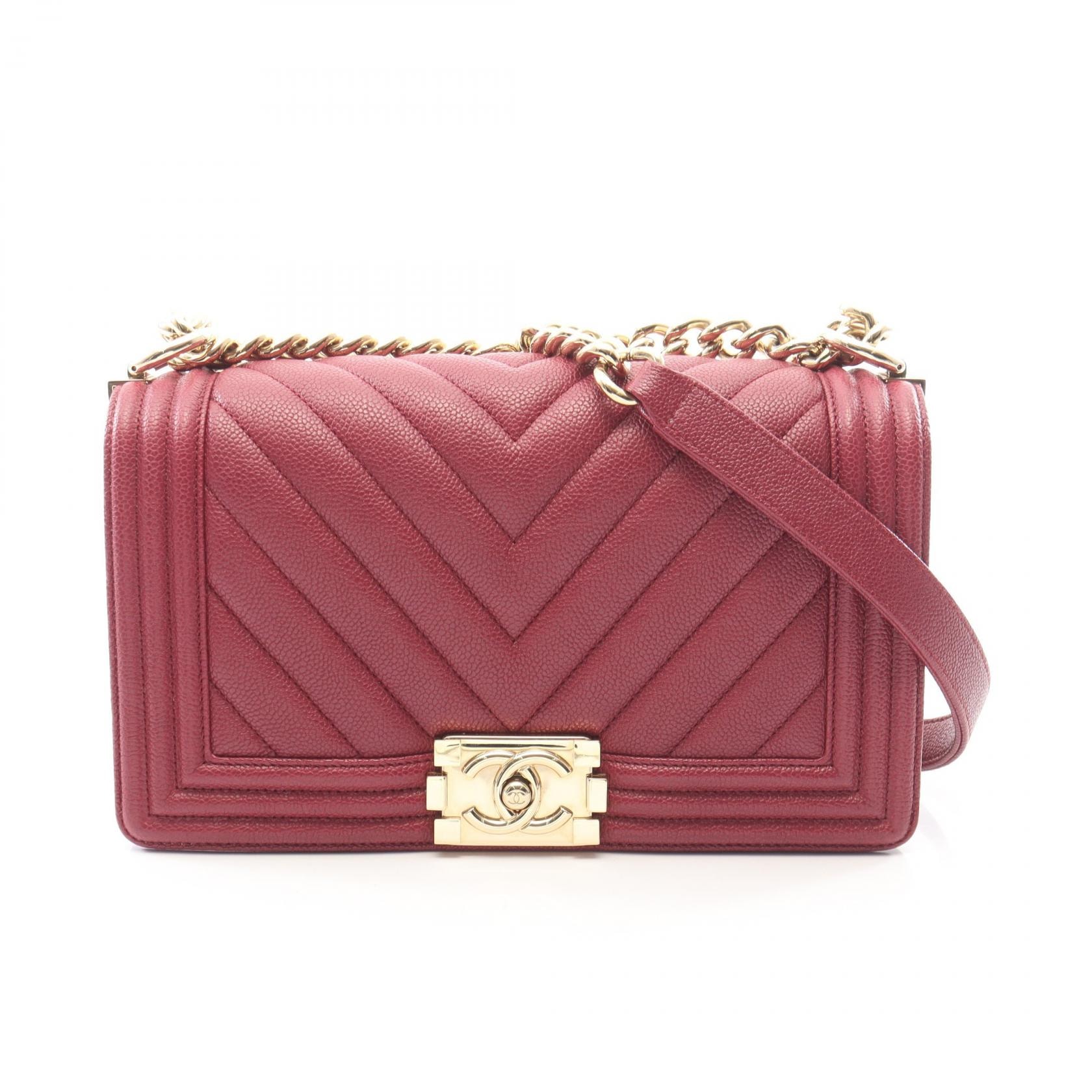 シャネル CHANEL ボーイシャネル ショルダーバッグ バッグ キャビアスキン(グレインドカーフ) レディース ボルドー系 A67086 【中古】