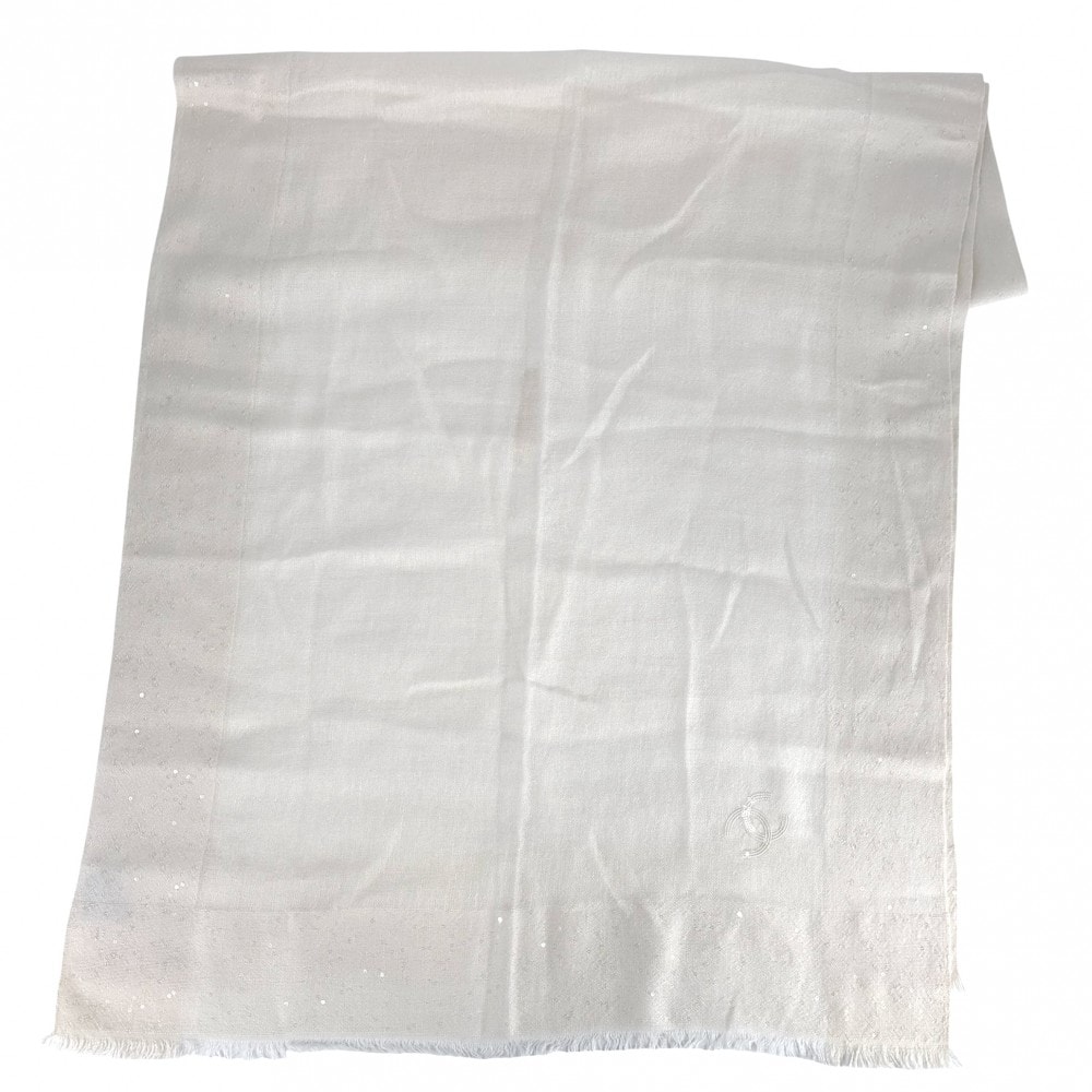 CHANEL シャネル ストール スパンコール ファッションアイテム ストール 大判 ココマーク シルク  カシミヤ  リネン  コットン アイボリー レディース【中古品】