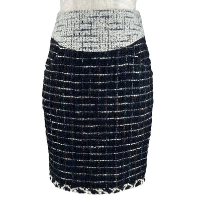 美品 シャネル ツイードスカート ブラック レディース 34 P36834