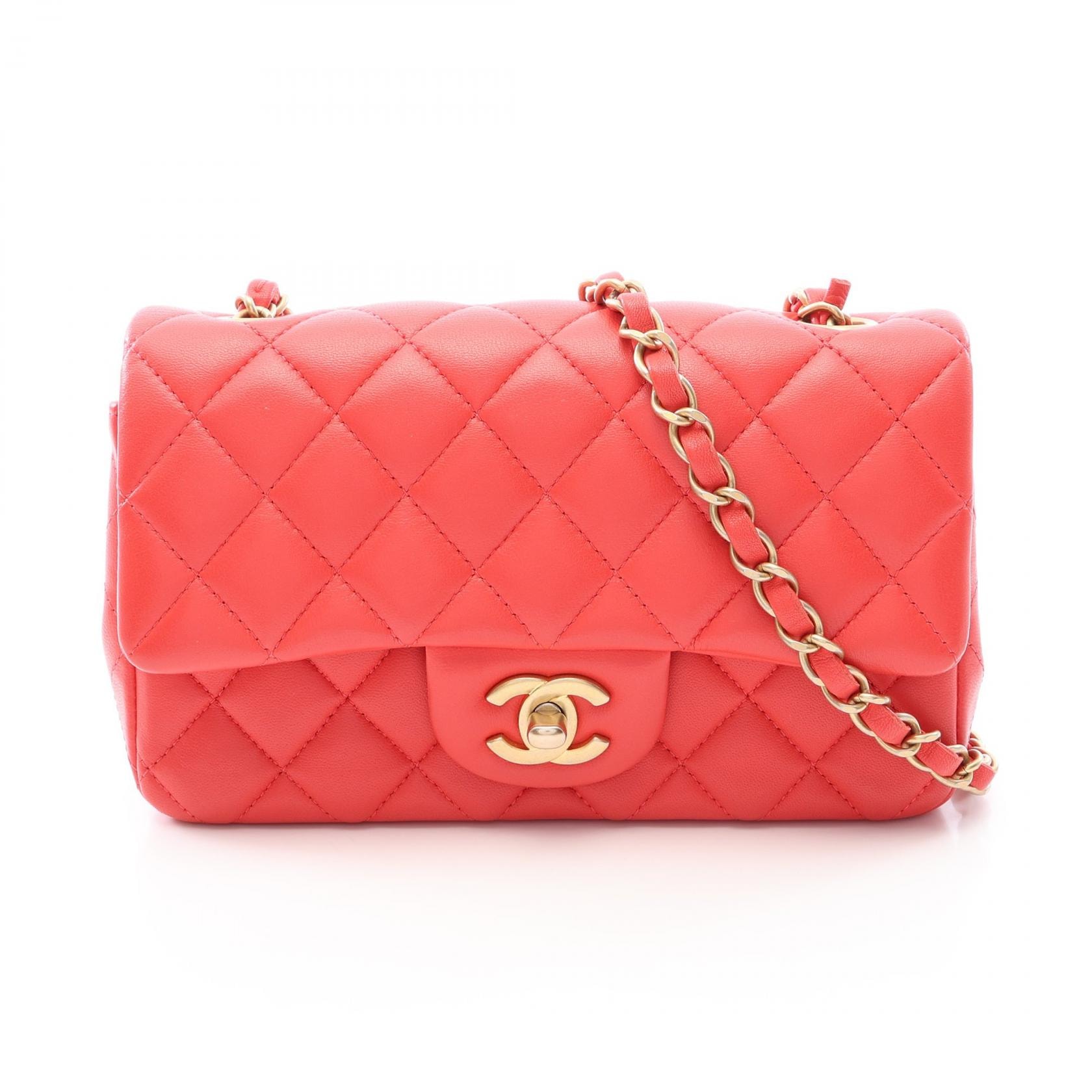 シャネル CHANEL ミニマトラッセ20 ショルダーバッグ バッグ ラムスキン(羊革) レディース レッド系 A69900 【中古】