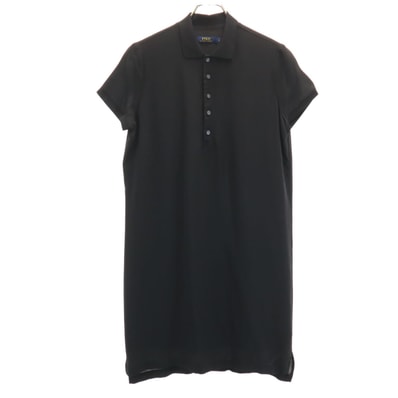 POLO RALPH LAUREN ポロラルフローレン フレンチスリーブ ポロ 膝丈ワンピース 4 ブラック